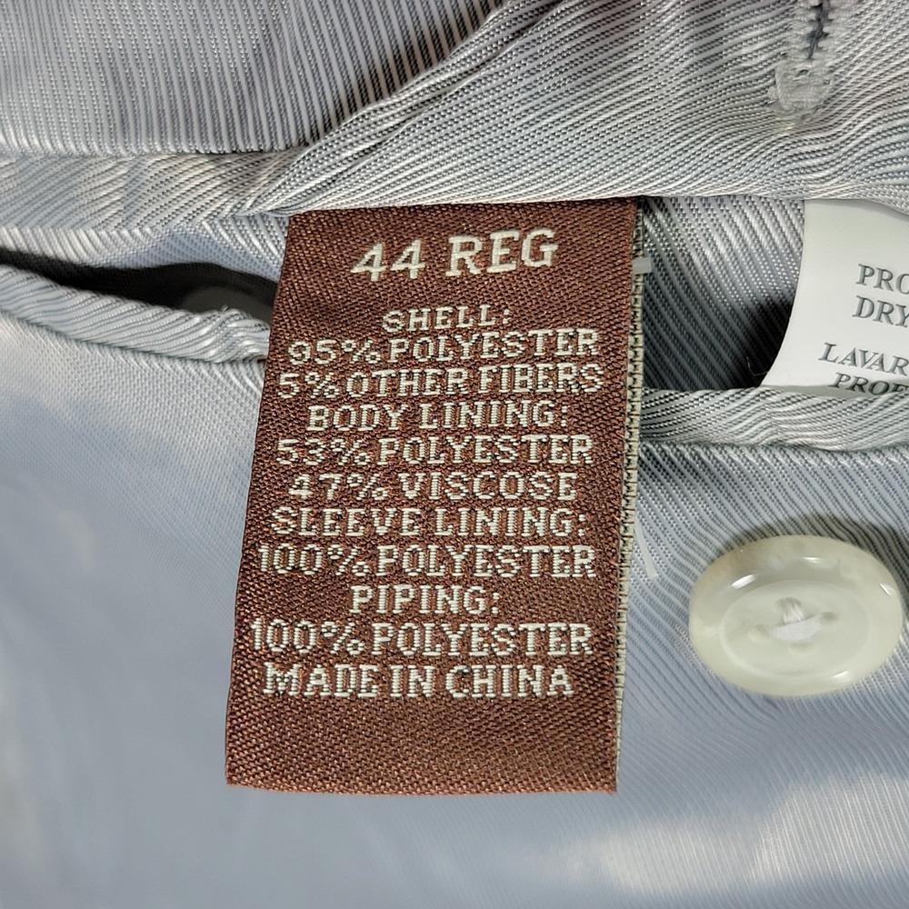 Perry Ellis Men's Sport Coat Blazer Two Button Gray Herringbone Poly Blend 44R - Picture 7 of 15